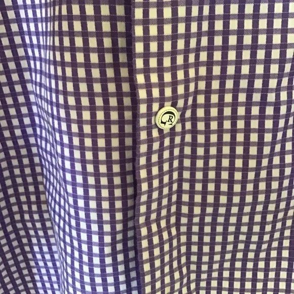 Robert Graham gingham checkered purple shirt 17.5 - Picture 5 of 9
